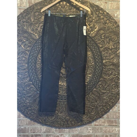 Anthropologie The Essential Skinny Pants Black Floral Velvet Tuxedo Trim Size 4 - Picture 1 of 9